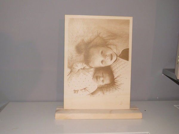 Foto op hout gegraveerd afm.10x15 cm